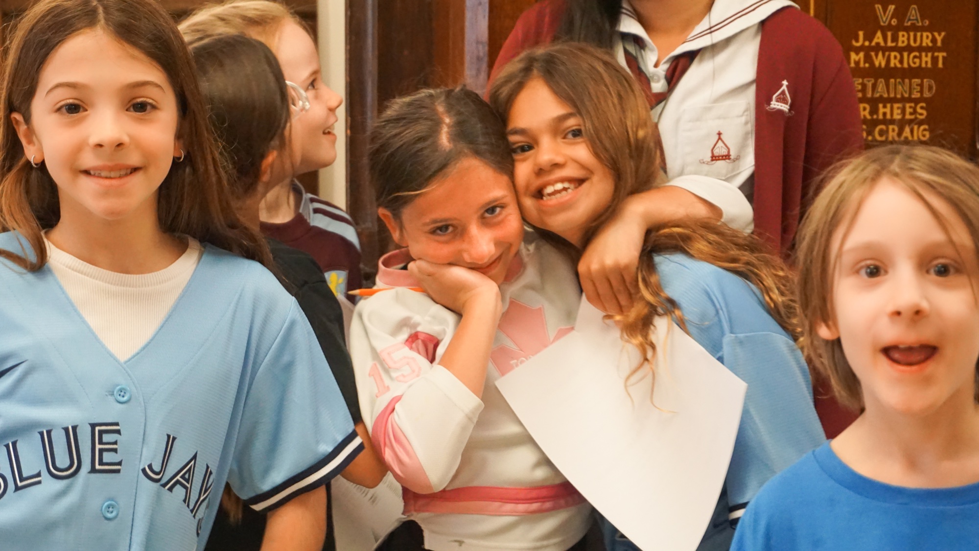 Students smiling during the hunt